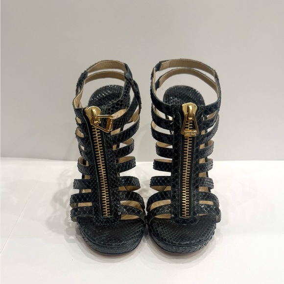 Jimmy Choo Black Genuine Snakeskin Cage HeelsNewEU 37